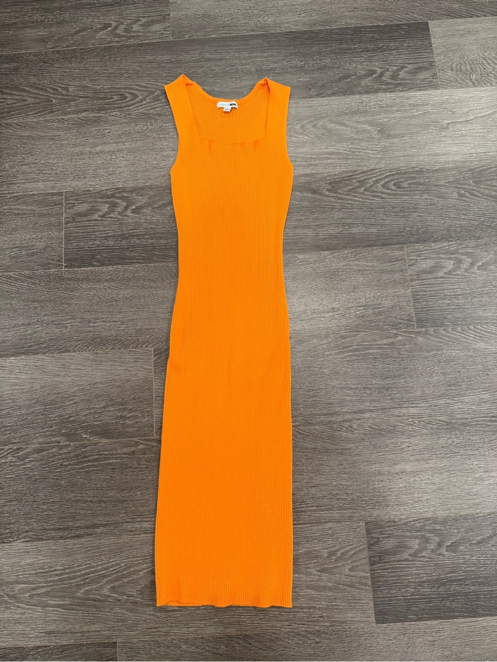 Fashion Nova Bright Orange Ribbed Tank Maxi Dress